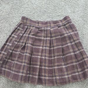 SHEIN A-Line Plaid Skirt in Brown and Cream